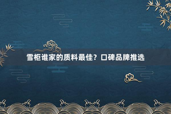 雪柜谁家的质料最佳？口碑品牌推选