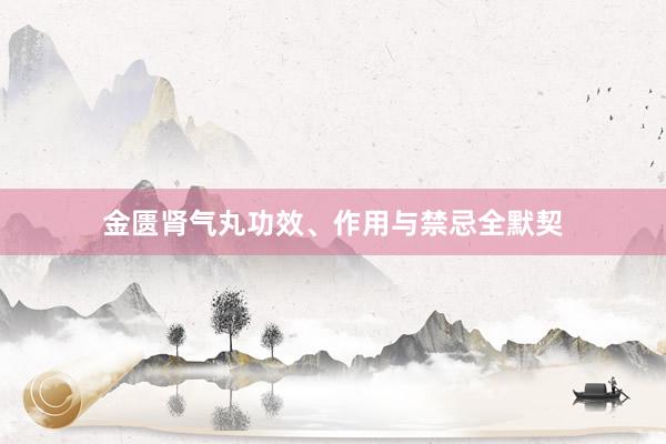 金匮肾气丸功效、作用与禁忌全默契
